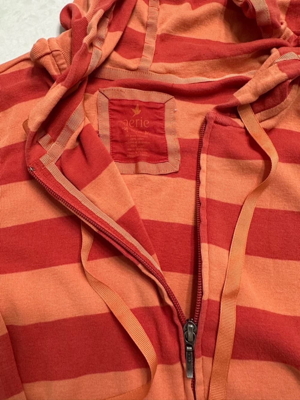 Aerie Striped light and dark orange zip hoodie, M - Picture 6 of 8